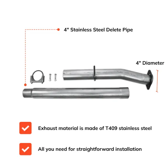 CAT & DPF Delete Pipe Ford Powerstroke 6.7L 2011-2022